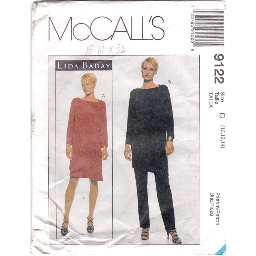 UNCUT Vintage Sewing PATTERN McCalls 9122, Lida Baday 1997 Misses Dress Tunic
